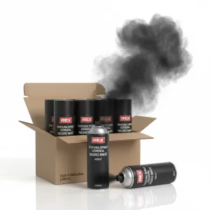 Pintura Spray General Negro Mate 400ml 6 Uni (60015) Rex - Imagen 1
