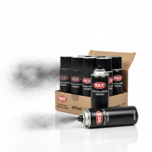 Pintura Spray Metalico Negro 400ml 6 Uni (60027) Rex - Imagen 1
