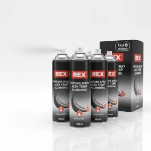 Pintura Spray Alta Temp Aluminio 400ml 6 Uni (60034) Rex - Imagen 1