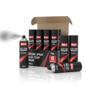 Pintura Spray Alta Temp Negro 400ml 6 Uni (60035) Rex - Imagen 1