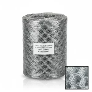 Malla Hex Galvanizada 0.56mmx19mmx1.8mt (rollo 50 Mts) - Imagen 1