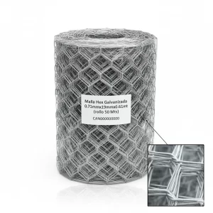 Malla Hex Galvanizada 0.71mmx19mmx0.61mt (rollo 50 Mts) - Imagen 1