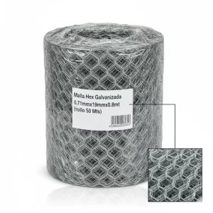 Malla Hex Galvanizada 0.71mmx19mmx0.8mt (rollo 50 Mts) - Imagen 1