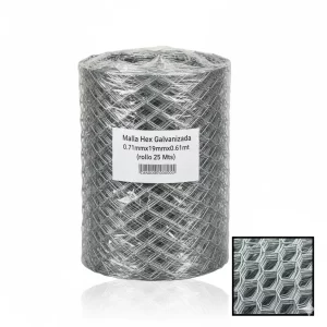 Malla Hex Galvanizada 0.71mmx19mmx0.61mt (rollo 25 Mts) - Imagen 1