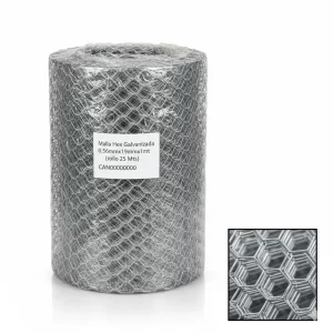Malla Hex Galvanizada 0.56mmx19mmx1mt (rollo 25 Mts) - Imagen 1