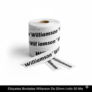 Etiquetas Bordadas Williamson De 20mm.(rollo 50 Mts) - Imagen 1