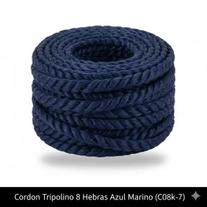 Cordon Tripolino 8 Hebras Azul Marino (c08k-7) - Imagen 1